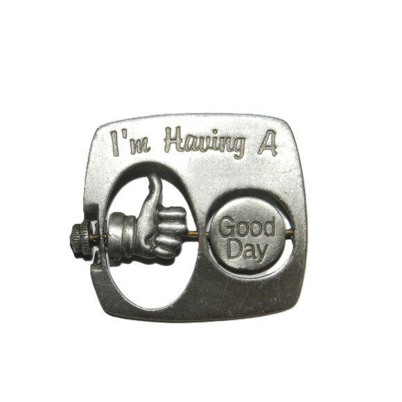 Jonette Jewelry JJ Spinner Pin I'm Having a Good Day/ Bad Day Pewter Pin Brooch - Picture 2 of 6